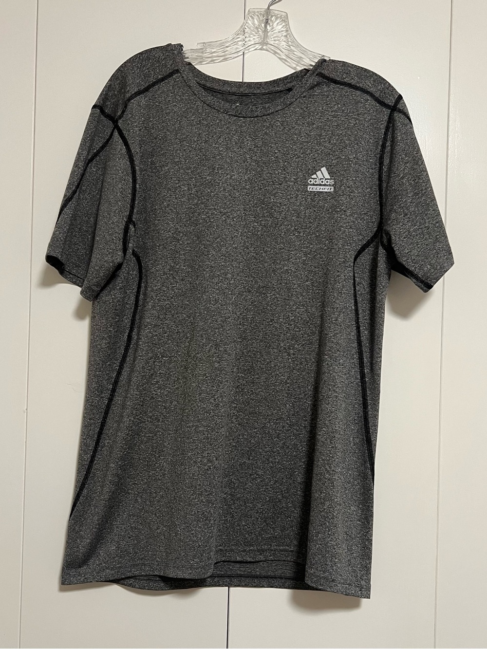 adidas Men’s Heather Charcoal TechFit Climacool Short-Sleeve Performance Tee